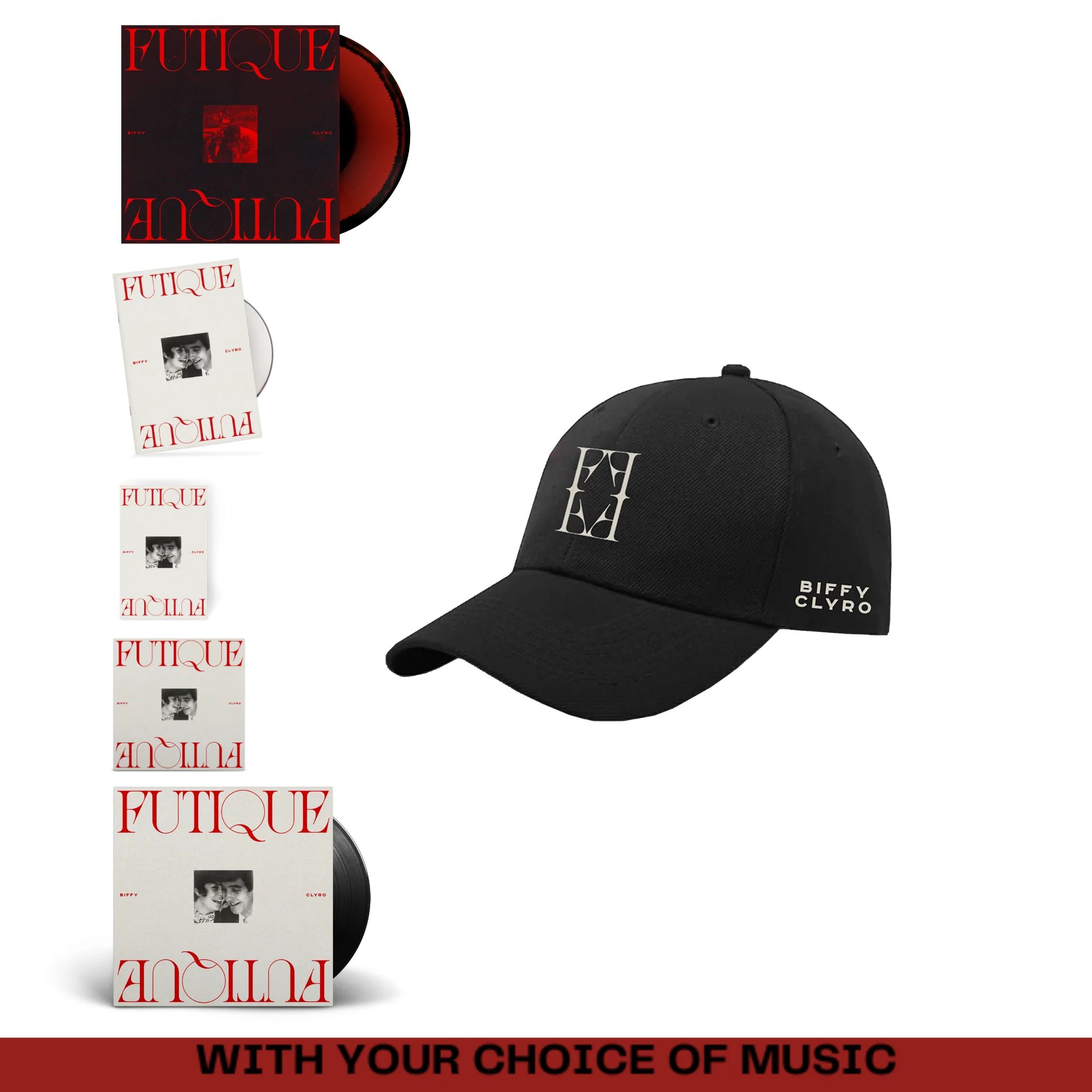 Futique Black Cap with choice of music and Signed Artcard bundle